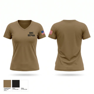 Womens Short Sleeve Vneck Shirt, HHC, DCPH-A, Army, Teamtime, Team time, sublimation, custom sports apparel, team uniforms, spirit wear, spiritwear, sports uniforms, custom shirts, team store, custom team store, fundraiser sports, apparel fundraiser