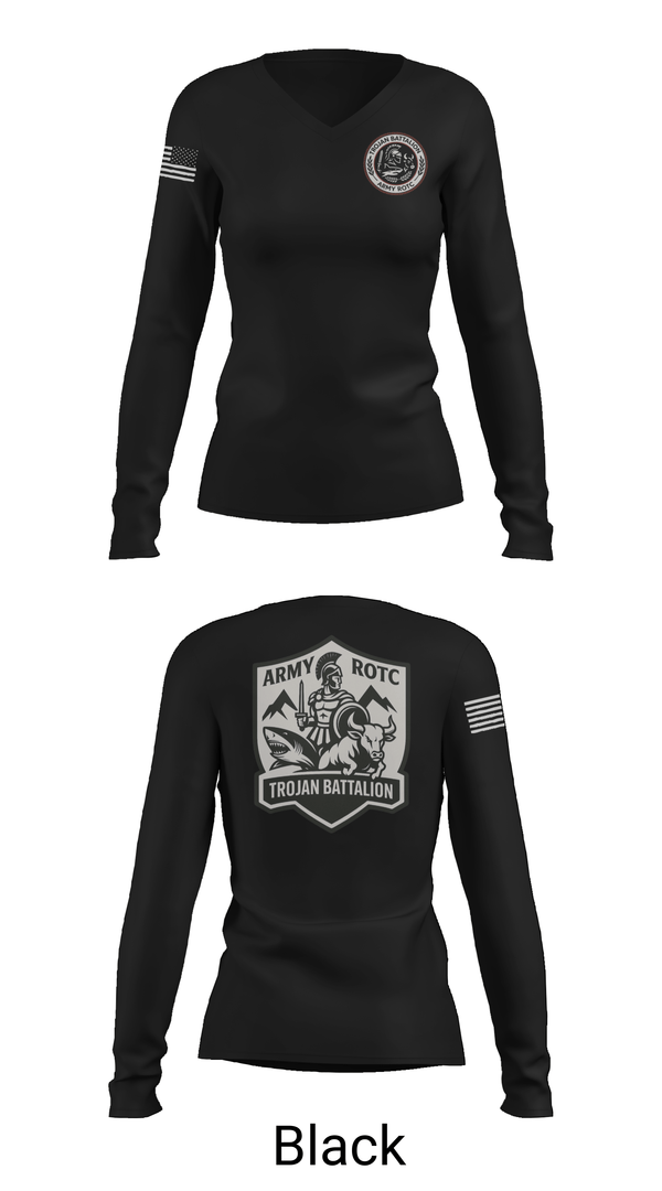 Womens Long Sleeve Vneck Shirt, Trojan Battalion, Army, Teamtime, Team time, sublimation, custom sports apparel, team uniforms, spirit wear, spiritwear, sports uniforms, custom shirts, team store, custom team store, fundraiser sports, apparel fundraiser