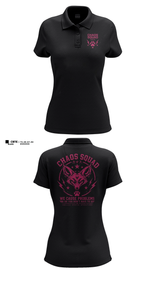 Womens Short Sleeve Performance Polo, Choas unit, E-Sports, Teamtime, Team time, sublimation, custom sports apparel, team uniforms, spirit wear, spiritwear, sports uniforms, custom shirts, team store, custom team store, fundraiser sports, apparel fundraiser