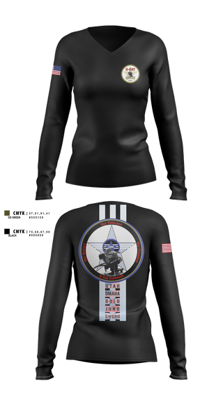 Womens Long Sleeve Vneck Shirt, D-Day Ohio, Inc, , Teamtime, Team time, sublimation, custom sports apparel, team uniforms, spirit wear, spiritwear, sports uniforms, custom shirts, team store, custom team store, fundraiser sports, apparel fundraiser