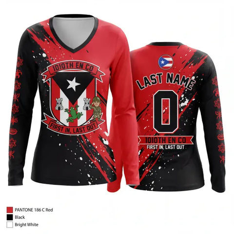 Womens Long Sleeve Vneck Shirt, 1010th, Baseball, Teamtime, Team time, sublimation, custom sports apparel, team uniforms, spirit wear, spiritwear, sports uniforms, custom shirts, team store, custom team store, fundraiser sports, apparel fundraiser