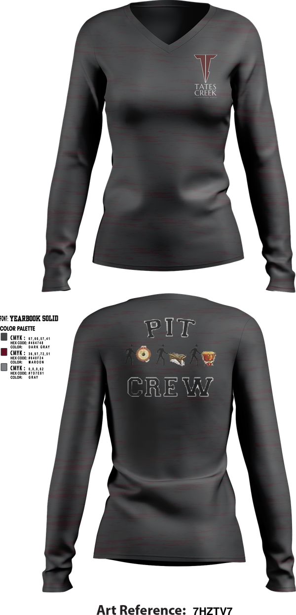 Womens Long Sleeve Vneck Shirt, Tates Creek Commodore Marching Band, , Teamtime, Team time, sublimation, custom sports apparel, team uniforms, spirit wear, spiritwear, sports uniforms, custom shirts, team store, custom team store, fundraiser sports, apparel fundraiser