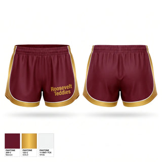 Womens Shorts, Roosevelt Teddies, Women's Basketball, Teamtime, Team time, sublimation, custom sports apparel, team uniforms, spirit wear, spiritwear, sports uniforms, custom shirts, team store, custom team store, fundraiser sports, apparel fundraiser