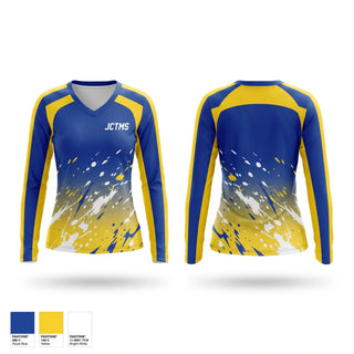 Womens Long Sleeve Vneck Shirt, JCTMS, Cheer, Teamtime, Team time, sublimation, custom sports apparel, team uniforms, spirit wear, spiritwear, sports uniforms, custom shirts, team store, custom team store, fundraiser sports, apparel fundraiser
