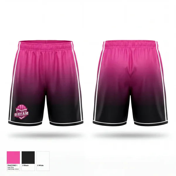 Mens Reversible Basketball Shorts, Illinois Dream, Women's Basketball, Teamtime, Team time, sublimation, custom sports apparel, team uniforms, spirit wear, spiritwear, sports uniforms, custom shirts, team store, custom team store, fundraiser sports, apparel fundraiser