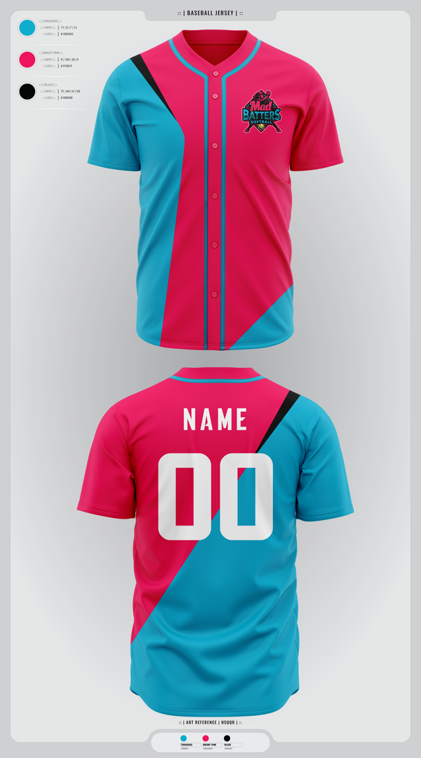 Full Button Baseball Jersey, MadBatters Softball, Softball, Teamtime, Team time, sublimation, custom sports apparel, team uniforms, spirit wear, spiritwear, sports uniforms, custom shirts, team store, custom team store, fundraiser sports, apparel fundraiser