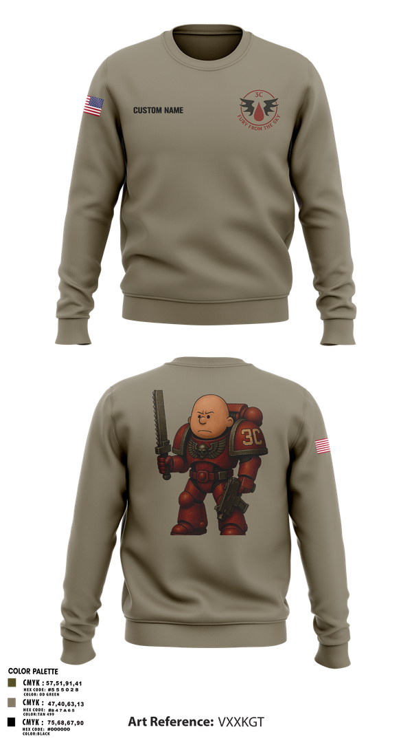 Crew Neck Sweatshirt, CCo, 1-508PIR (OG), Army, Teamtime, Team time, sublimation, custom sports apparel, team uniforms, spirit wear, spiritwear, sports uniforms, custom shirts, team store, custom team store, fundraiser sports, apparel fundraiser