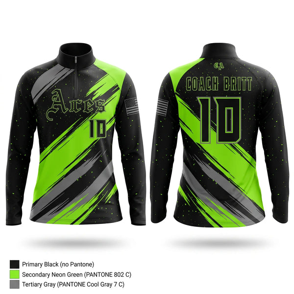 Quarter Zip Jacket, Cosmo Aces, Baseball, Teamtime, Team time, sublimation, custom sports apparel, team uniforms, spirit wear, spiritwear, sports uniforms, custom shirts, team store, custom team store, fundraiser sports, apparel fundraiser