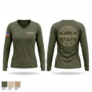 Womens Long Sleeve Vneck Shirt, VRA-RP, Army, Teamtime, Team time, sublimation, custom sports apparel, team uniforms, spirit wear, spiritwear, sports uniforms, custom shirts, team store, custom team store, fundraiser sports, apparel fundraiser