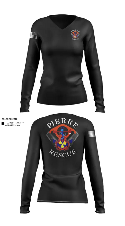 Pierre Rescue 96515631 Women's Long Sleeve V-neck Shirt - 104