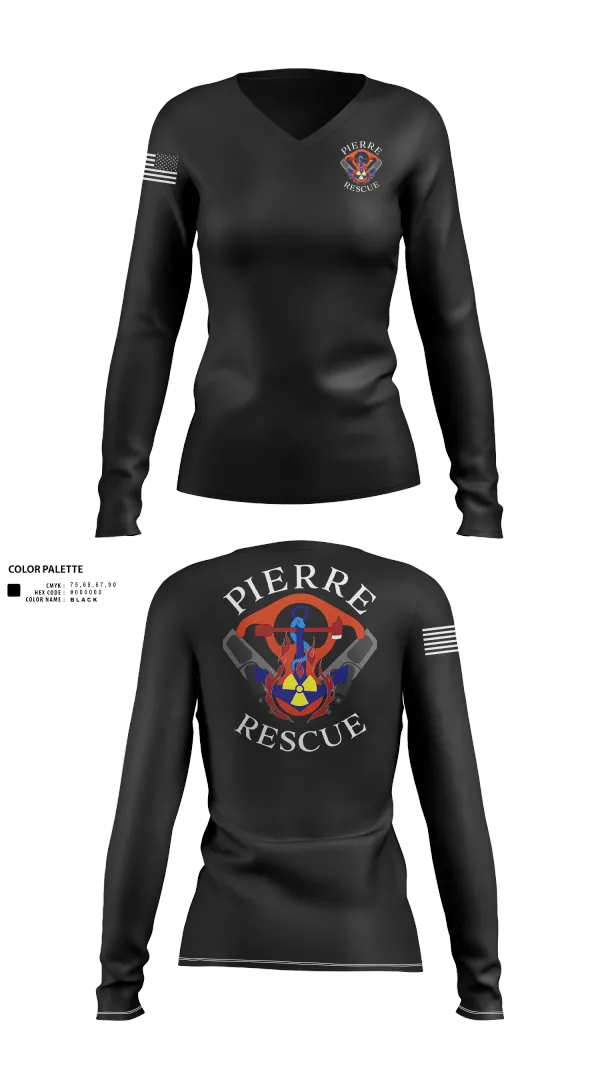 Womens Long Sleeve Vneck Shirt, Pierre Rescue, , Teamtime, Team time, sublimation, custom sports apparel, team uniforms, spirit wear, spiritwear, sports uniforms, custom shirts, team store, custom team store, fundraiser sports, apparel fundraiser