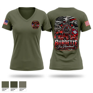 Womens Short Sleeve Vneck Shirt, Burdette Fire Department, Fire Department, Teamtime, Team time, sublimation, custom sports apparel, team uniforms, spirit wear, spiritwear, sports uniforms, custom shirts, team store, custom team store, fundraiser sports, apparel fundraiser