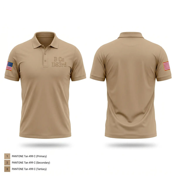 Short Sleeve Performance Polo, B Co 1-163rd, National Guard, Teamtime, Team time, sublimation, custom sports apparel, team uniforms, spirit wear, spiritwear, sports uniforms, custom shirts, team store, custom team store, fundraiser sports, apparel fundraiser