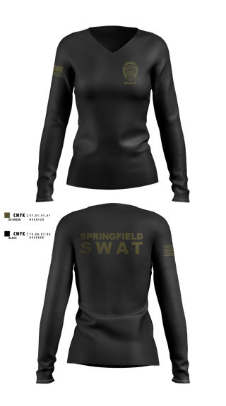 Womens Long Sleeve Vneck Shirt, Springfield Ohio SWAT, Police, Teamtime, Team time, sublimation, custom sports apparel, team uniforms, spirit wear, spiritwear, sports uniforms, custom shirts, team store, custom team store, fundraiser sports, apparel fundraiser