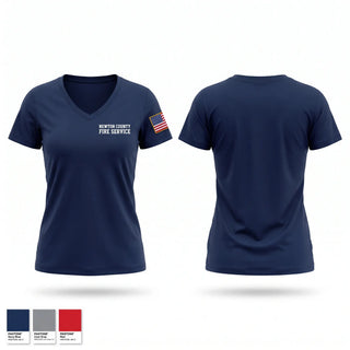 Womens Short Sleeve Vneck Shirt, Newton County Fire Service, Fire Department, Teamtime, Team time, sublimation, custom sports apparel, team uniforms, spirit wear, spiritwear, sports uniforms, custom shirts, team store, custom team store, fundraiser sports, apparel fundraiser