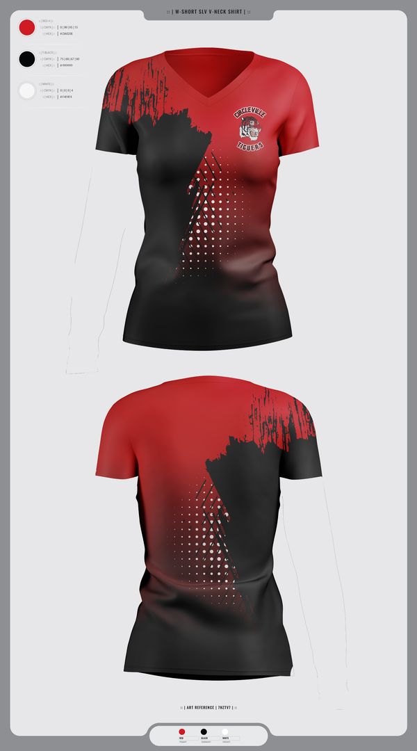 Womens Short Sleeve Vneck Shirt, Circleville Tigers, Spirit Store, Teamtime, Team time, sublimation, custom sports apparel, team uniforms, spirit wear, spiritwear, sports uniforms, custom shirts, team store, custom team store, fundraiser sports, apparel fundraiser