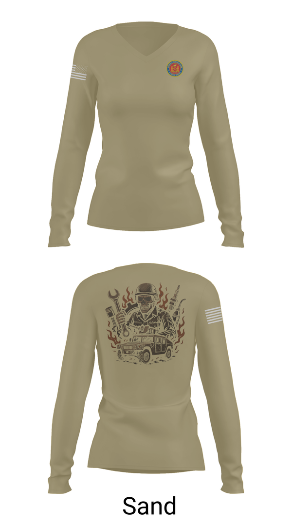 Womens Long Sleeve Vneck Shirt, 4th Combat Engineer Battalion A Co, Marines, Teamtime, Team time, sublimation, custom sports apparel, team uniforms, spirit wear, spiritwear, sports uniforms, custom shirts, team store, custom team store, fundraiser sports, apparel fundraiser