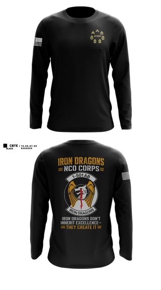 Long Sleeve Performance Shirt, 1-501st Iron Dragons NCO Corps, Army, Teamtime, Team time, sublimation, custom sports apparel, team uniforms, spirit wear, spiritwear, sports uniforms, custom shirts, team store, custom team store, fundraiser sports, apparel fundraiser