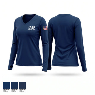 Womens Long Sleeve Vneck Shirt, IAEP Local 304, EMS/EMT, Teamtime, Team time, sublimation, custom sports apparel, team uniforms, spirit wear, spiritwear, sports uniforms, custom shirts, team store, custom team store, fundraiser sports, apparel fundraiser