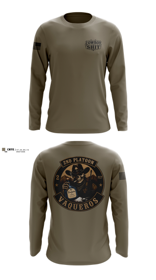 Long Sleeve Performance Shirt, 2nd Platoon Vaqueros, Army, Teamtime, Team time, sublimation, custom sports apparel, team uniforms, spirit wear, spiritwear, sports uniforms, custom shirts, team store, custom team store, fundraiser sports, apparel fundraiser