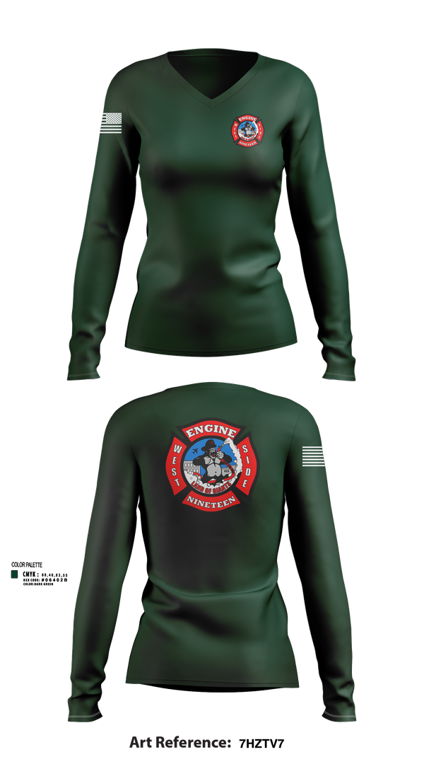 Womens Long Sleeve Vneck Shirt, Station 19, Fire Department, Teamtime, Team time, sublimation, custom sports apparel, team uniforms, spirit wear, spiritwear, sports uniforms, custom shirts, team store, custom team store, fundraiser sports, apparel fundraiser