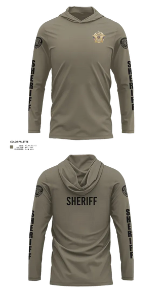 Long Sleeve Performance Shirt with hood, Pecos County Sheriff’s Office, Police, Teamtime, Team time, sublimation, custom sports apparel, team uniforms, spirit wear, spiritwear, sports uniforms, custom shirts, team store, custom team store, fundraiser sports, apparel fundraiser