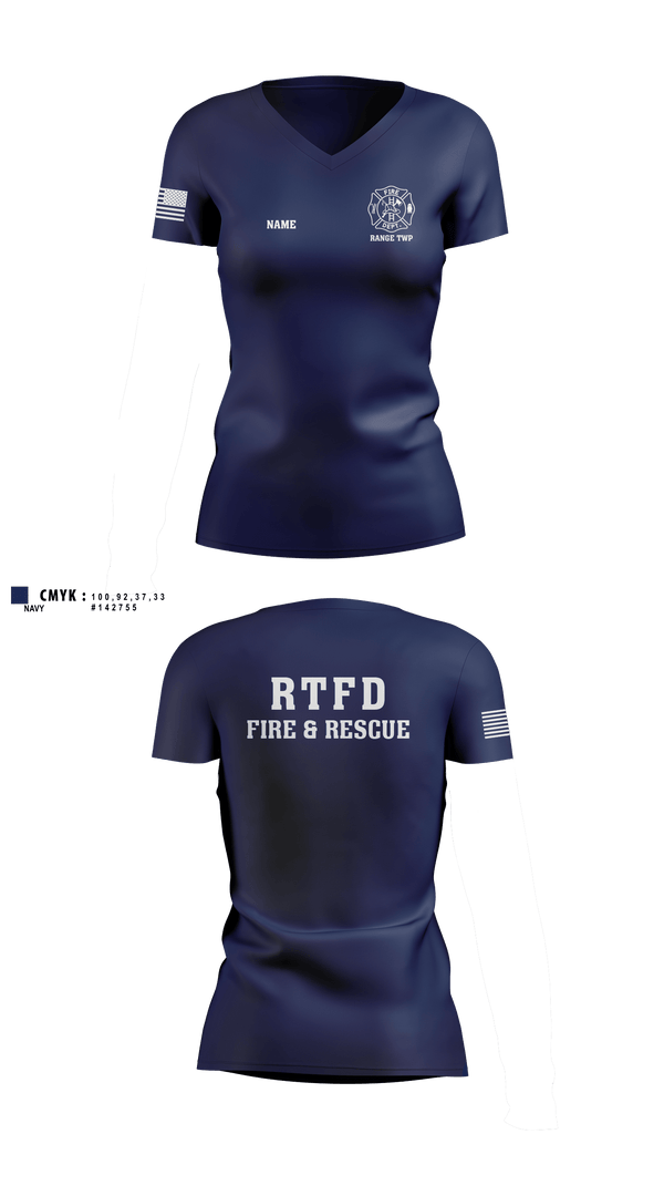 Womens Short Sleeve Vneck Shirt, Range Township, Fire Department, Teamtime, Team time, sublimation, custom sports apparel, team uniforms, spirit wear, spiritwear, sports uniforms, custom shirts, team store, custom team store, fundraiser sports, apparel fundraiser