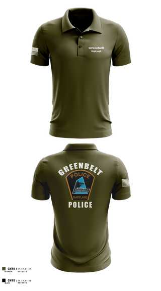 Short Sleeve Performance Polo, Greenbelt Patrol, Police, Teamtime, Team time, sublimation, custom sports apparel, team uniforms, spirit wear, spiritwear, sports uniforms, custom shirts, team store, custom team store, fundraiser sports, apparel fundraiser