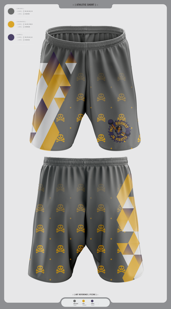 Athletic Shorts With Pockets, Pac Hwy Lady Jr Pirates, Cheer, Teamtime, Team time, sublimation, custom sports apparel, team uniforms, spirit wear, spiritwear, sports uniforms, custom shirts, team store, custom team store, fundraiser sports, apparel fundraiser