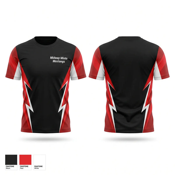 Short Sleeve Performance Shirt, Midway Minto Mustangs, Baseball, Teamtime, Team time, sublimation, custom sports apparel, team uniforms, spirit wear, spiritwear, sports uniforms, custom shirts, team store, custom team store, fundraiser sports, apparel fundraiser