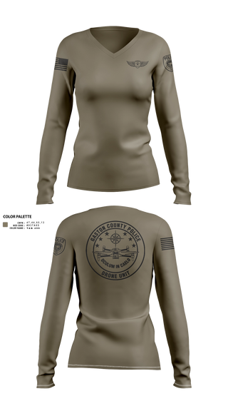 Womens Long Sleeve Vneck Shirt, Drone Unit, Police, Teamtime, Team time, sublimation, custom sports apparel, team uniforms, spirit wear, spiritwear, sports uniforms, custom shirts, team store, custom team store, fundraiser sports, apparel fundraiser