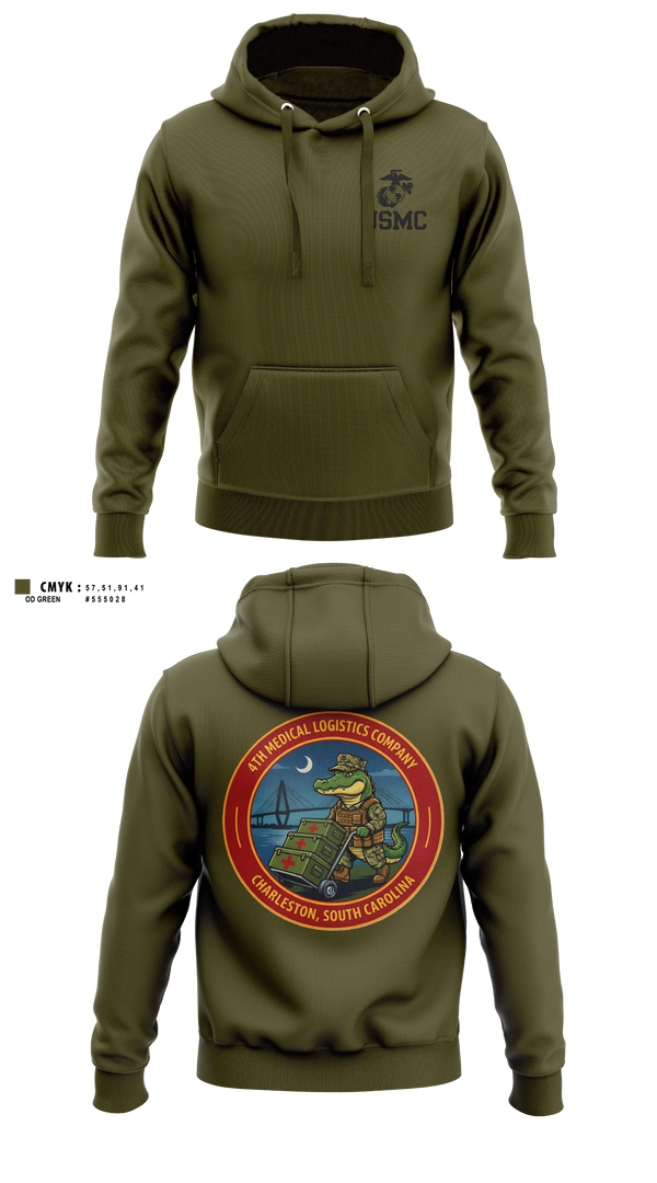 Hoodie, 4th Medical Logistics Company, Marines, Teamtime, Team time, sublimation, custom sports apparel, team uniforms, spirit wear, spiritwear, sports uniforms, custom shirts, team store, custom team store, fundraiser sports, apparel fundraiser