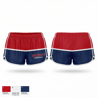 Womens Shorts, Pono Baseball, Baseball, Teamtime, Team time, sublimation, custom sports apparel, team uniforms, spirit wear, spiritwear, sports uniforms, custom shirts, team store, custom team store, fundraiser sports, apparel fundraiser
