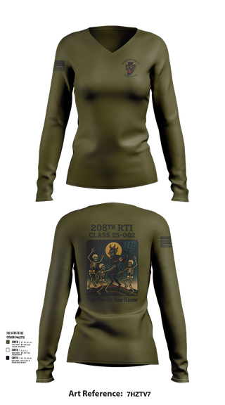 Womens Long Sleeve Vneck Shirt, 208th RTI MED TRNG CO Class 25-002, , Teamtime, Team time, sublimation, custom sports apparel, team uniforms, spirit wear, spiritwear, sports uniforms, custom shirts, team store, custom team store, fundraiser sports, apparel fundraiser
