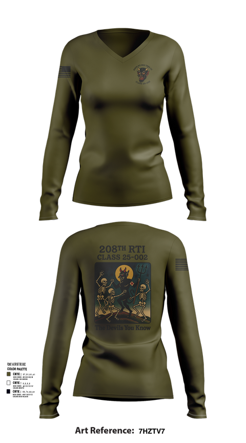 Womens Long Sleeve Vneck Shirt, 208th RTI MED TRNG CO Class 25-002, , Teamtime, Team time, sublimation, custom sports apparel, team uniforms, spirit wear, spiritwear, sports uniforms, custom shirts, team store, custom team store, fundraiser sports, apparel fundraiser