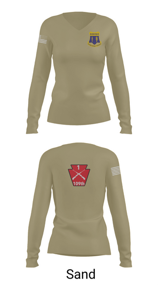 Womens Long Sleeve Vneck Shirt, A co 1/109, National Guard, Teamtime, Team time, sublimation, custom sports apparel, team uniforms, spirit wear, spiritwear, sports uniforms, custom shirts, team store, custom team store, fundraiser sports, apparel fundraiser
