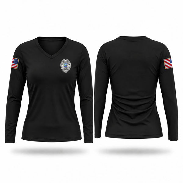 Womens Long Sleeve Vneck Shirt, District Zero, Police, Teamtime, Team time, sublimation, custom sports apparel, team uniforms, spirit wear, spiritwear, sports uniforms, custom shirts, team store, custom team store, fundraiser sports, apparel fundraiser