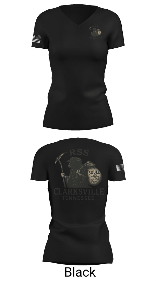 Womens Short Sleeve Vneck Shirt, RSS CLARKSVILLE, Marines, Teamtime, Team time, sublimation, custom sports apparel, team uniforms, spirit wear, spiritwear, sports uniforms, custom shirts, team store, custom team store, fundraiser sports, apparel fundraiser