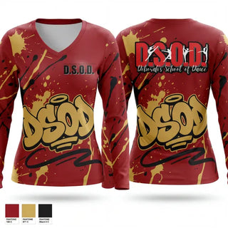 Womens Long Sleeve Vneck Shirt, Deborah's School of Dance, , Teamtime, Team time, sublimation, custom sports apparel, team uniforms, spirit wear, spiritwear, sports uniforms, custom shirts, team store, custom team store, fundraiser sports, apparel fundraiser