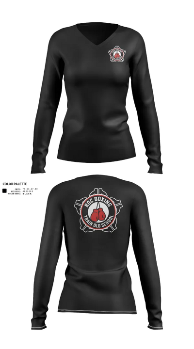 ROC Boxing 42913615 Women's Long Sleeve V-neck Shirt - 21