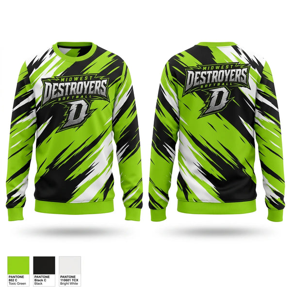 Crew Neck Sweatshirt, Midwest Destroyers, Softball, Teamtime, Team time, sublimation, custom sports apparel, team uniforms, spirit wear, spiritwear, sports uniforms, custom shirts, team store, custom team store, fundraiser sports, apparel fundraiser