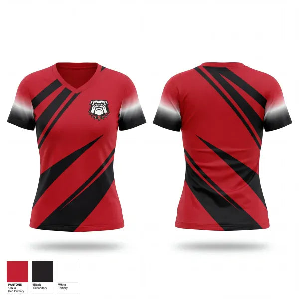 Womens Short Sleeve Vneck Shirt, Bulldogs, Cheer, Teamtime, Team time, sublimation, custom sports apparel, team uniforms, spirit wear, spiritwear, sports uniforms, custom shirts, team store, custom team store, fundraiser sports, apparel fundraiser