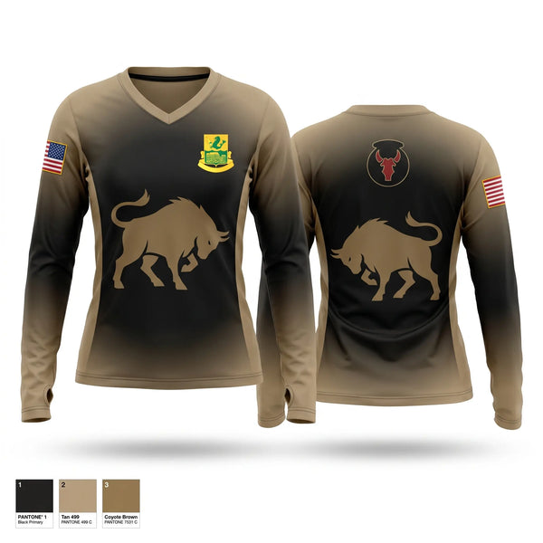 Womens Long Sleeve Vneck Shirt, C-CO (Charlie company) 1-194 name: “The Bastards”, National Guard, Teamtime, Team time, sublimation, custom sports apparel, team uniforms, spirit wear, spiritwear, sports uniforms, custom shirts, team store, custom team store, fundraiser sports, apparel fundraiser