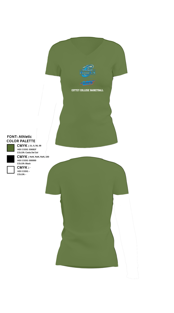 Womens Short Sleeve Vneck Shirt, Cottey College Basketball, Women's Basketball, Teamtime, Team time, sublimation, custom sports apparel, team uniforms, spirit wear, spiritwear, sports uniforms, custom shirts, team store, custom team store, fundraiser sports, apparel fundraiser