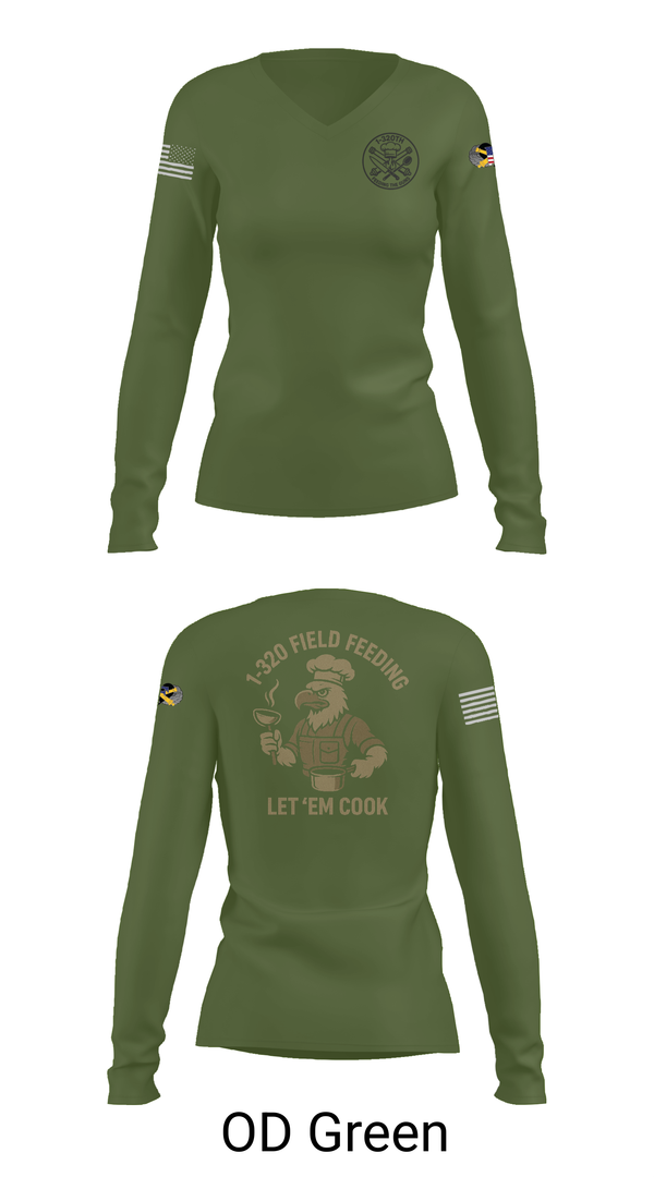 Womens Long Sleeve Vneck Shirt, 1-320th, , Teamtime, Team time, sublimation, custom sports apparel, team uniforms, spirit wear, spiritwear, sports uniforms, custom shirts, team store, custom team store, fundraiser sports, apparel fundraiser