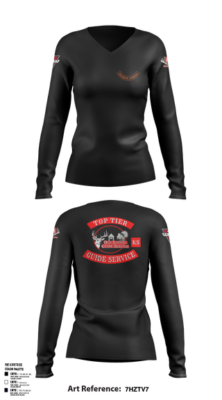 Womens Long Sleeve Vneck Shirt, Old School Guide Service, , Teamtime, Team time, sublimation, custom sports apparel, team uniforms, spirit wear, spiritwear, sports uniforms, custom shirts, team store, custom team store, fundraiser sports, apparel fundraiser