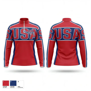 Quarter Zip Jacket, USA Softball of Alaska, Softball, Teamtime, Team time, sublimation, custom sports apparel, team uniforms, spirit wear, spiritwear, sports uniforms, custom shirts, team store, custom team store, fundraiser sports, apparel fundraiser