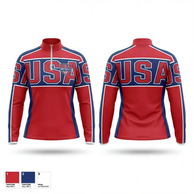 USA Softball of Alaska 90833867 Quarter Zip Jacket - 1