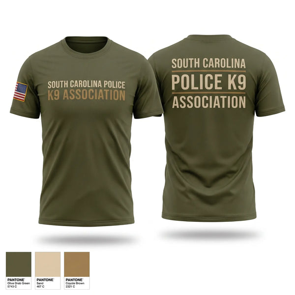 Old School Cotton Feel Shirt, South Carolina Police K9 Association, Police, Teamtime, Team time, sublimation, custom sports apparel, team uniforms, spirit wear, spiritwear, sports uniforms, custom shirts, team store, custom team store, fundraiser sports, apparel fundraiser