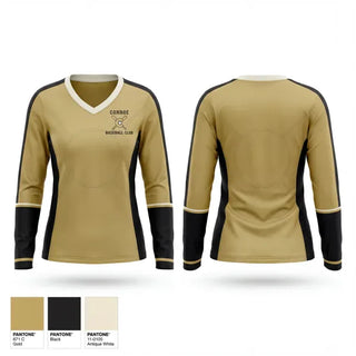 Womens Long Sleeve Vneck Shirt, Conroe Baseball Club, Baseball, Teamtime, Team time, sublimation, custom sports apparel, team uniforms, spirit wear, spiritwear, sports uniforms, custom shirts, team store, custom team store, fundraiser sports, apparel fundraiser